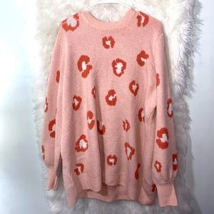 Terra & Sky Super Soft Peach Color Leopard Sweater